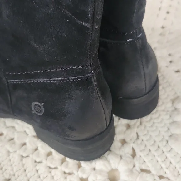 Born Hayden Black Suede Knee High Boot Lace Back Women's Size 8
